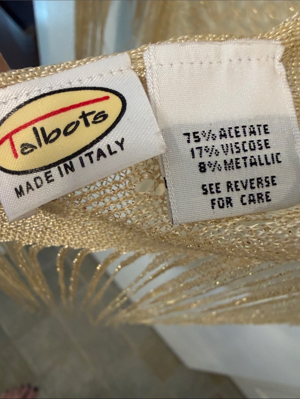 Talbots Metallic Gold Knit Scarf with Fringe - Picture 4 of 6
